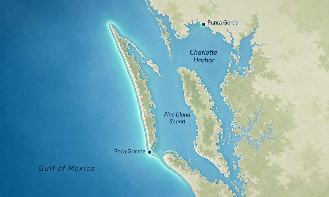 Map of the Southwest Florida service area from Charlotte Harbor to Boca Grande